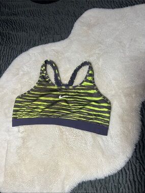 Nike Neon Green and Black Zebra Print Sports Bra